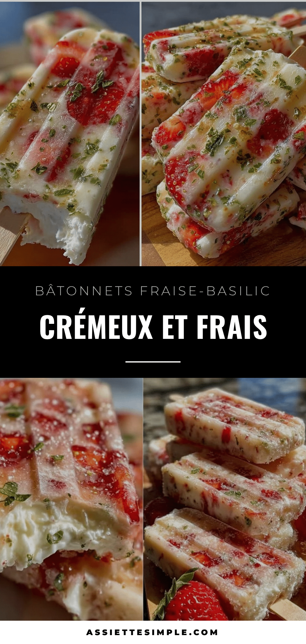 bâtonnets glacés fraise-basilic au yaourt grec recipe