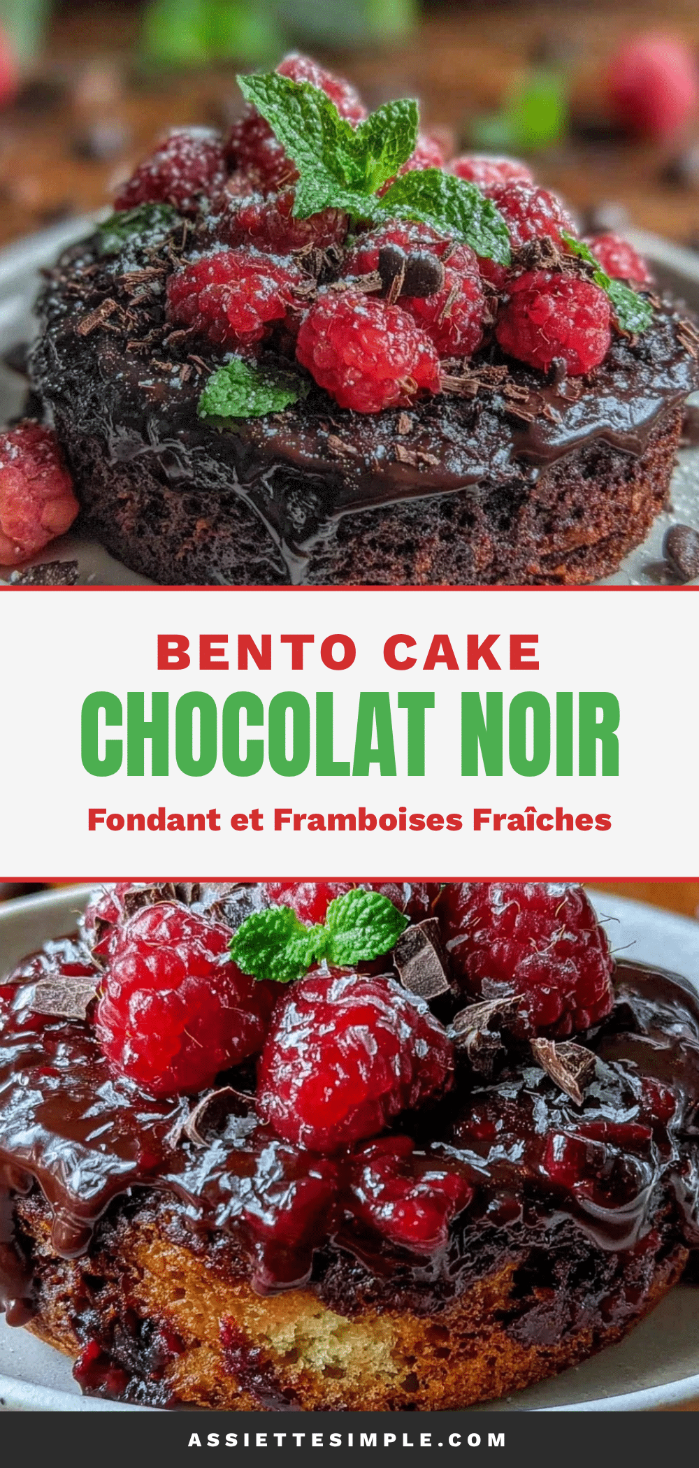 bento cake chocolat noir framboises fraîches recipe