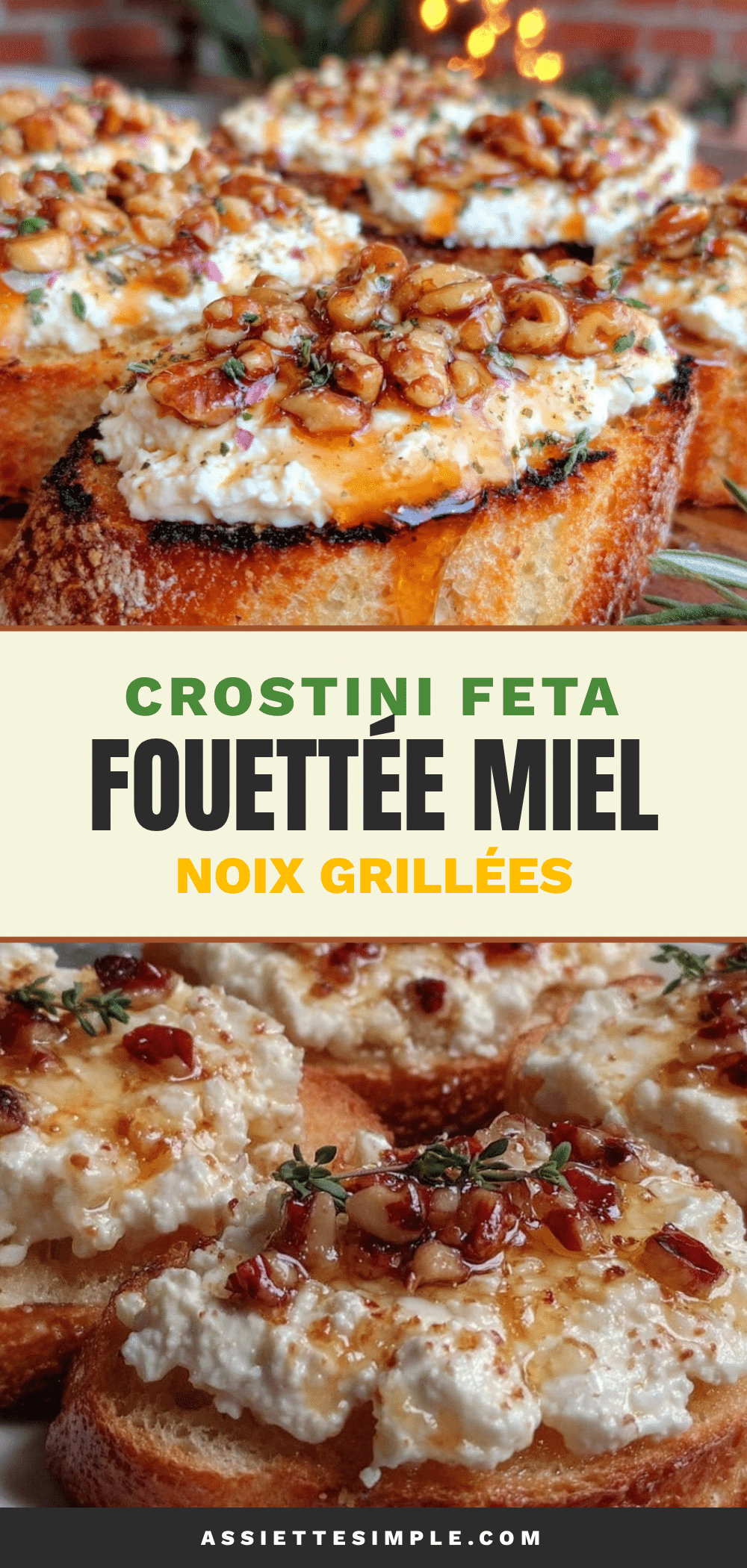 crostini feta fouettée miel noix grillées recipe