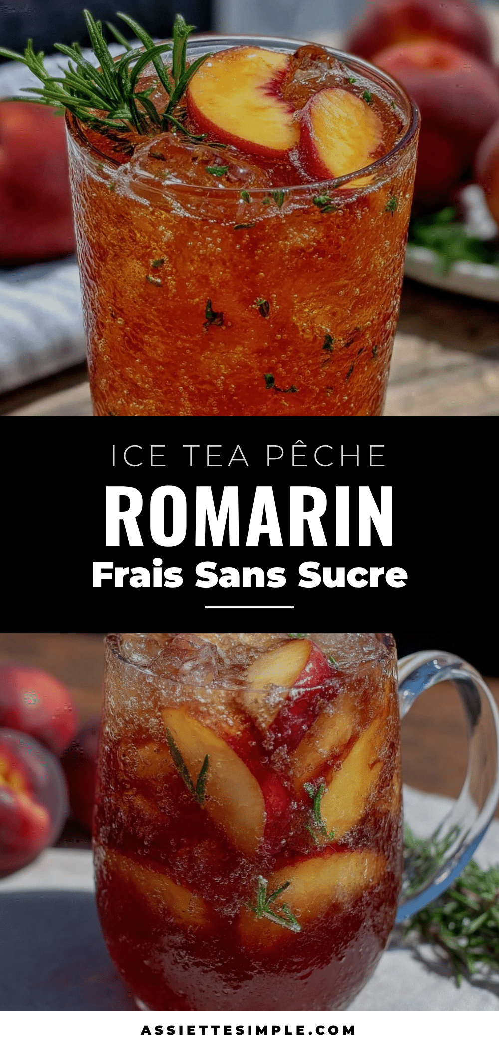 frais ice tea maison pêche romarin sans sucre recipe