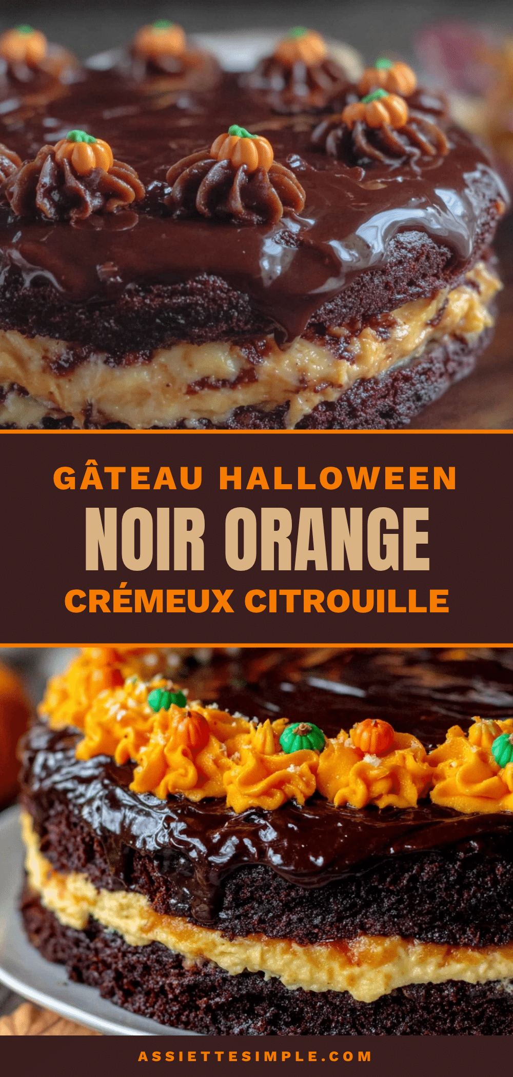 gâteau Halloween noir et orange au cream cheese citrouille recipe