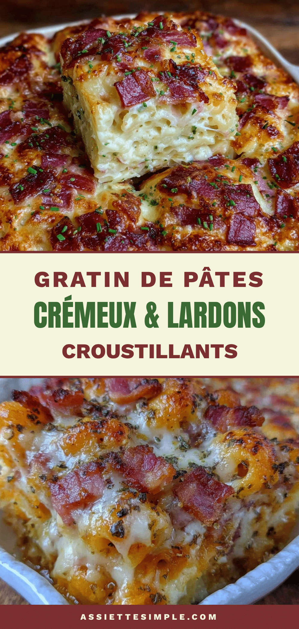 gratin de pâtes au fromage avec lardons croustillants recipe