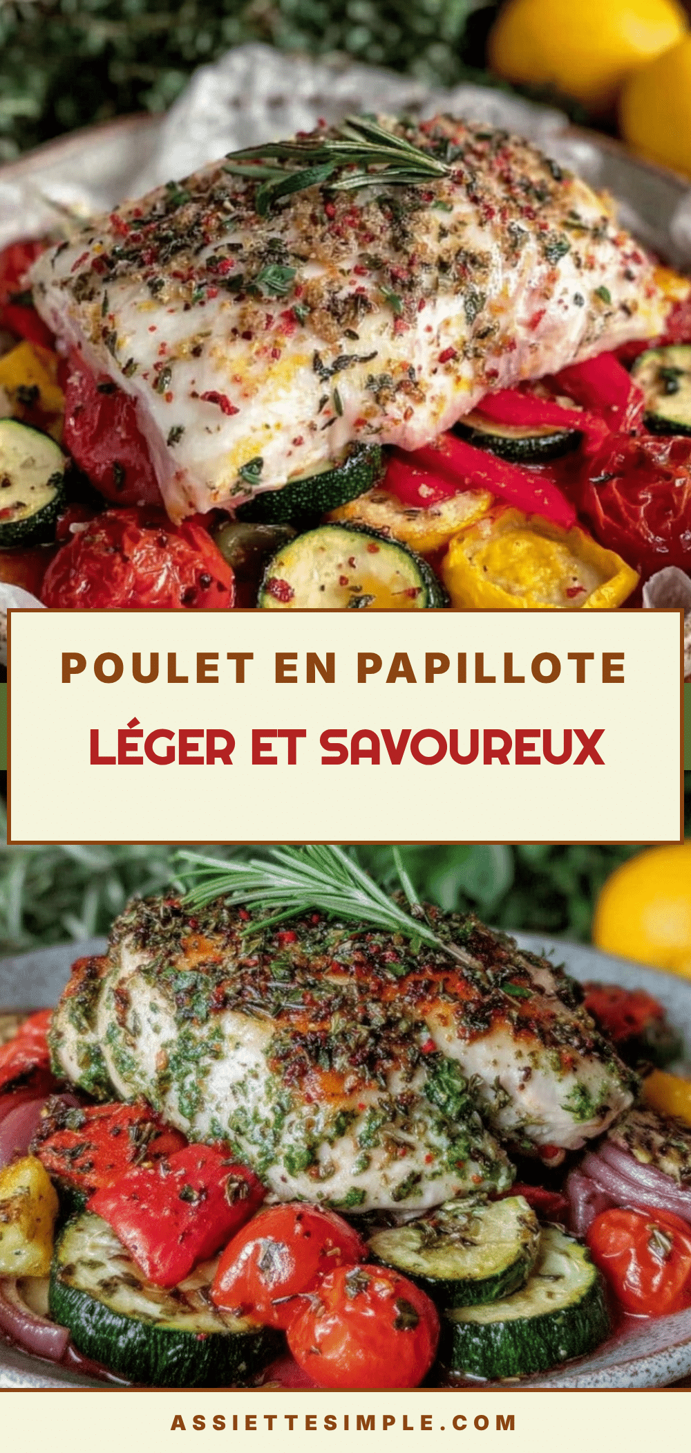 léger poulet en papillote aux légumes recipe