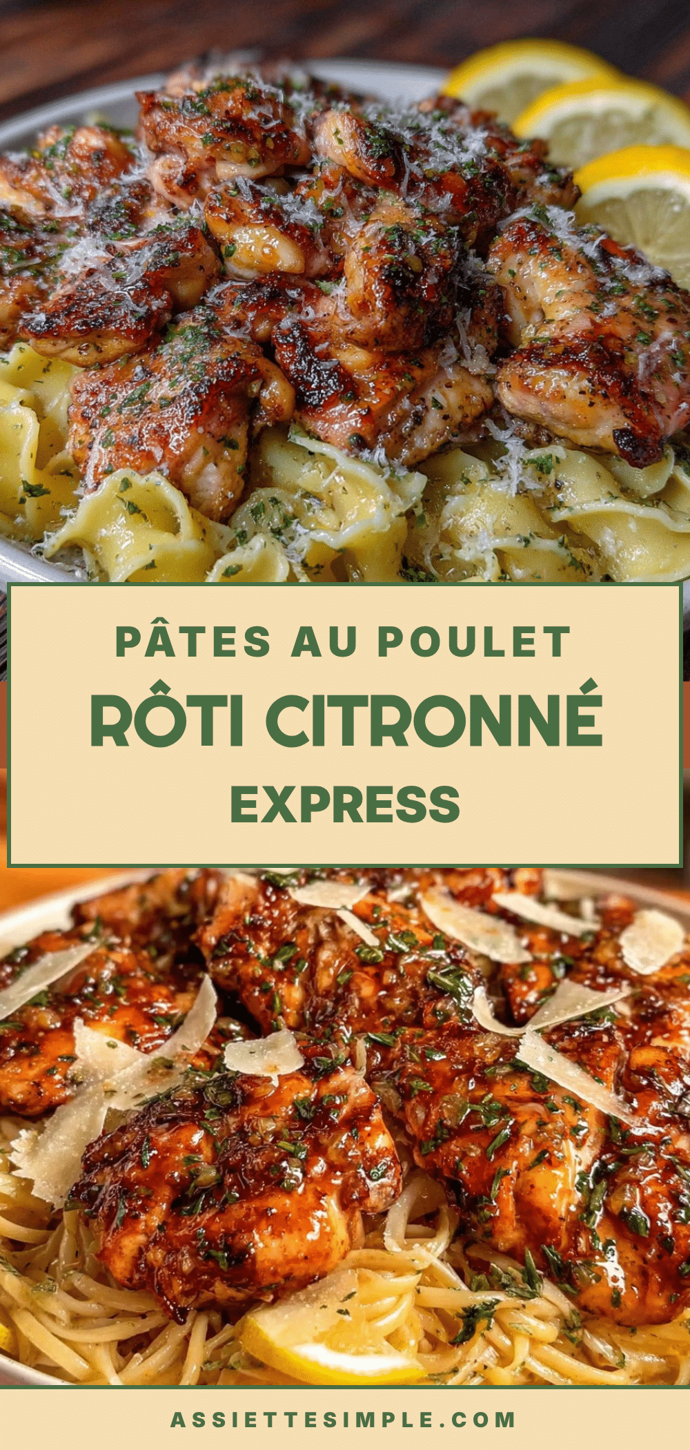 pâtes au poulet rôti citronné recipe