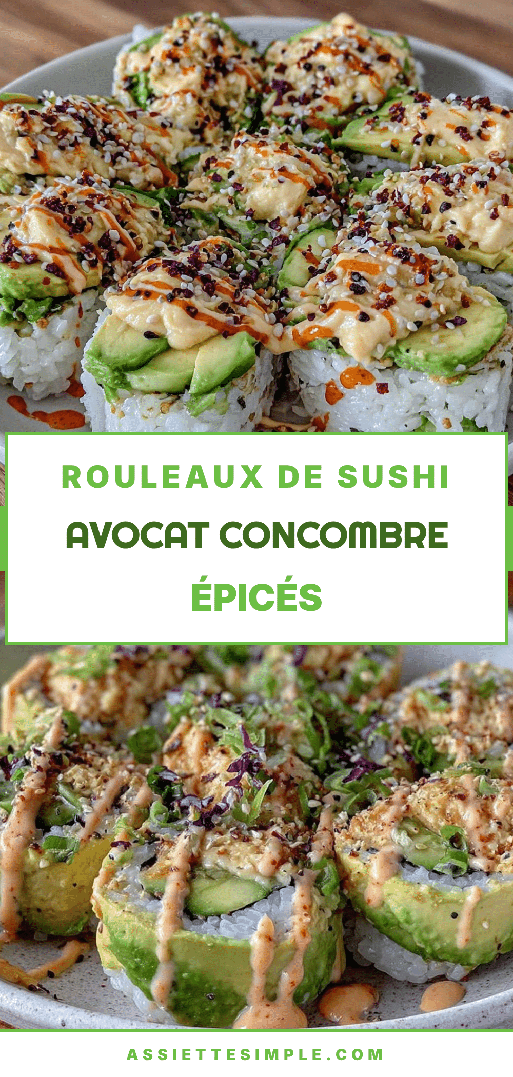 rouleaux de sushi avocat concombre épicés recipe