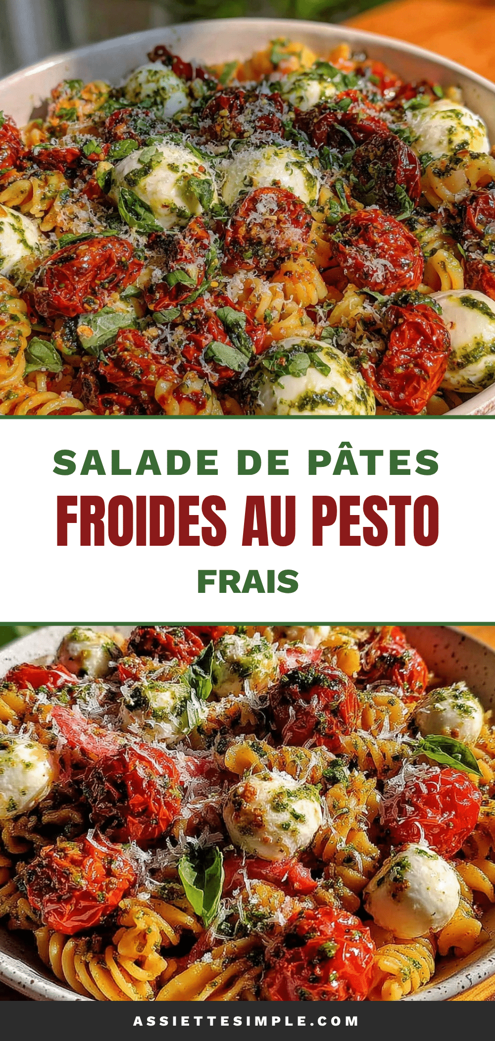 salade composée de pâtes au pesto basilic et mozzarella recipe
