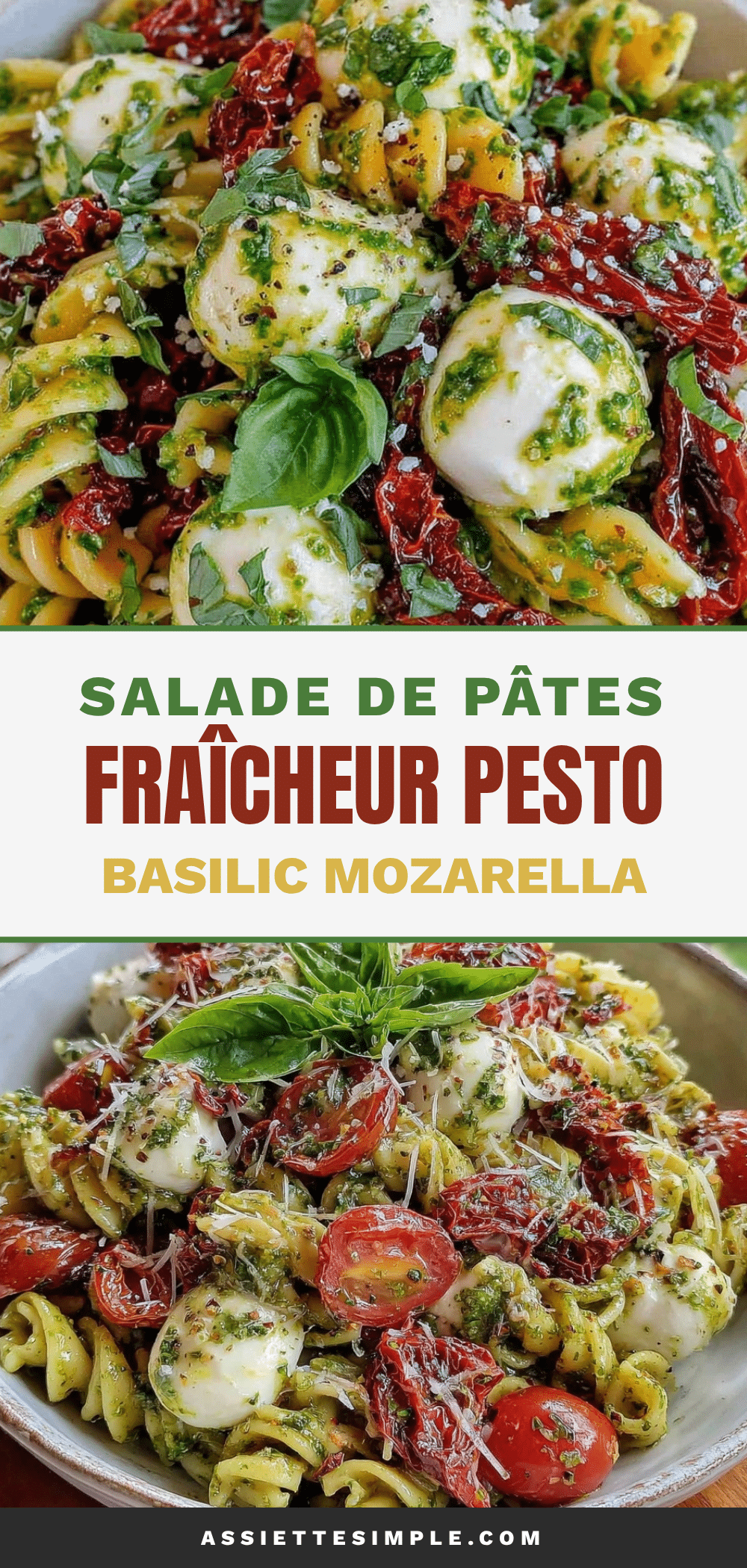 salade de pâtes au pesto basilic mozzarella recipe