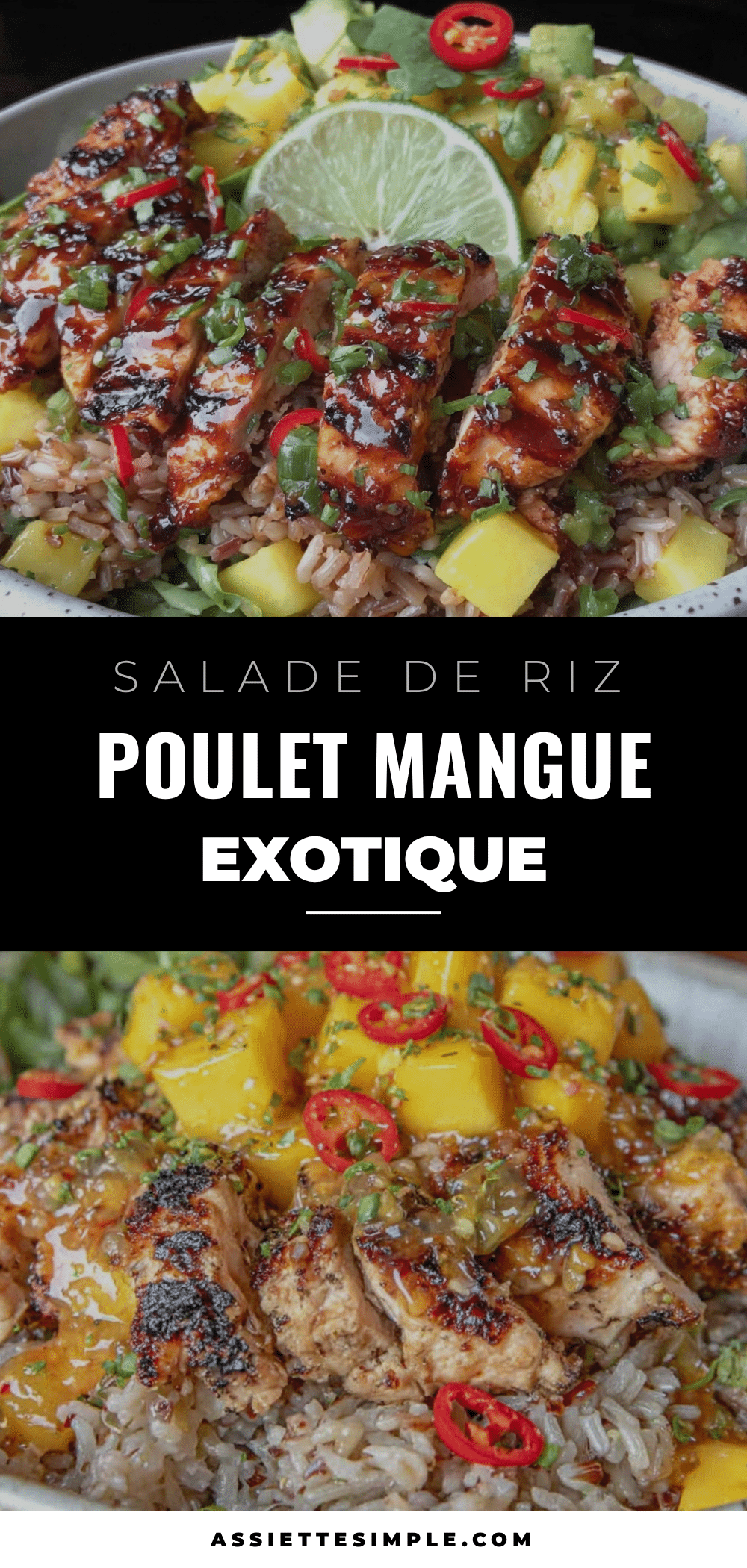 salade de riz complet au poulet grillé et mangue exotique recipe