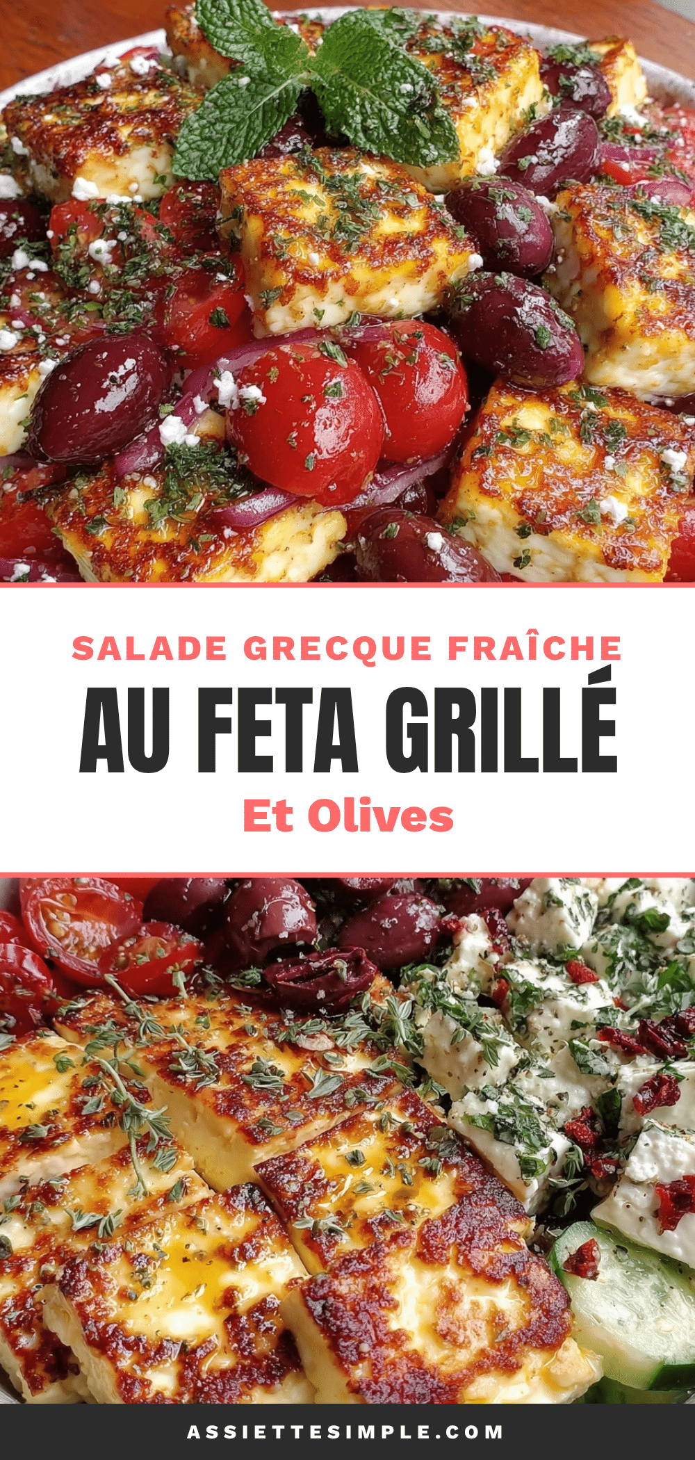 salade grecque au feta grillé recipe