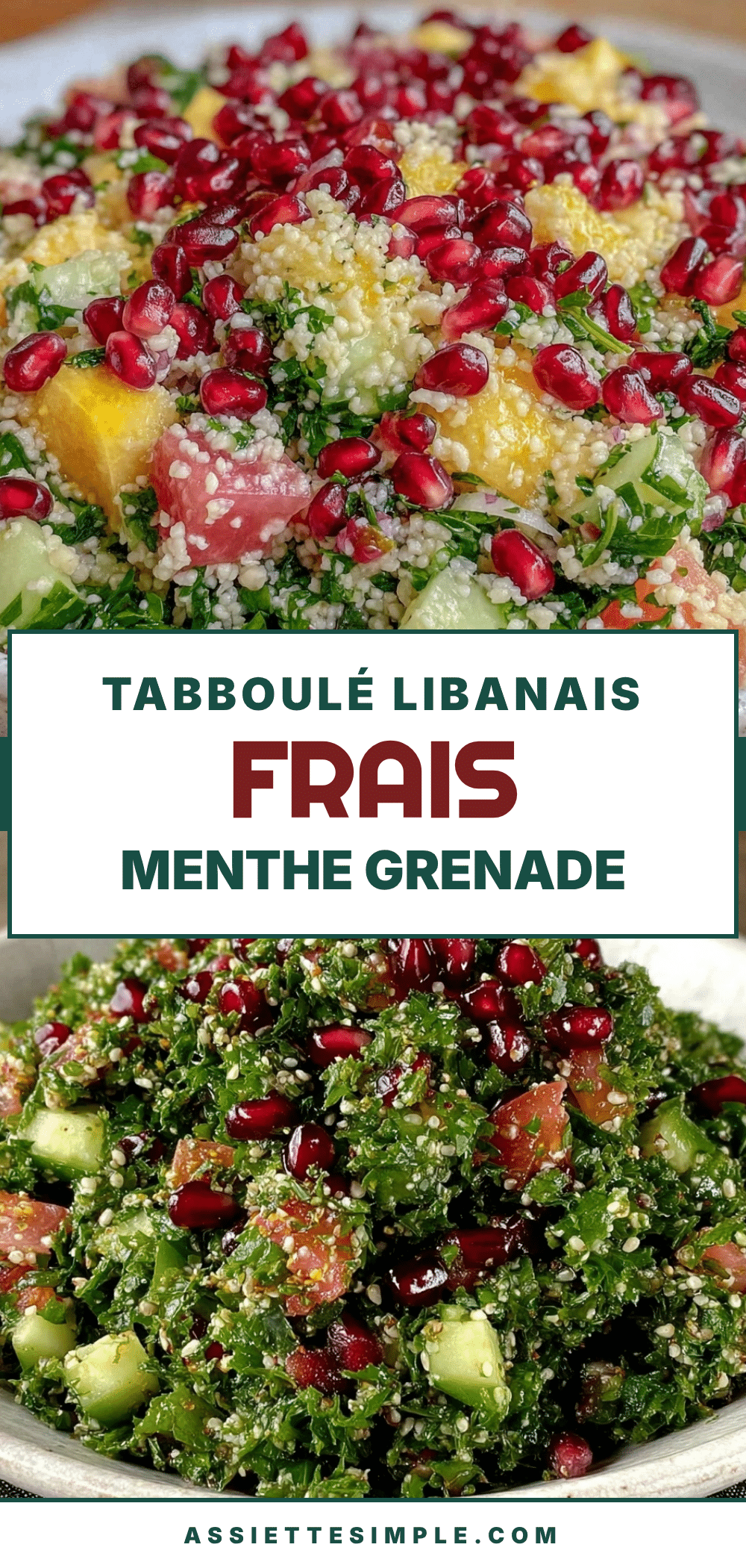 taboulé libanais à la menthe et grenades recipe