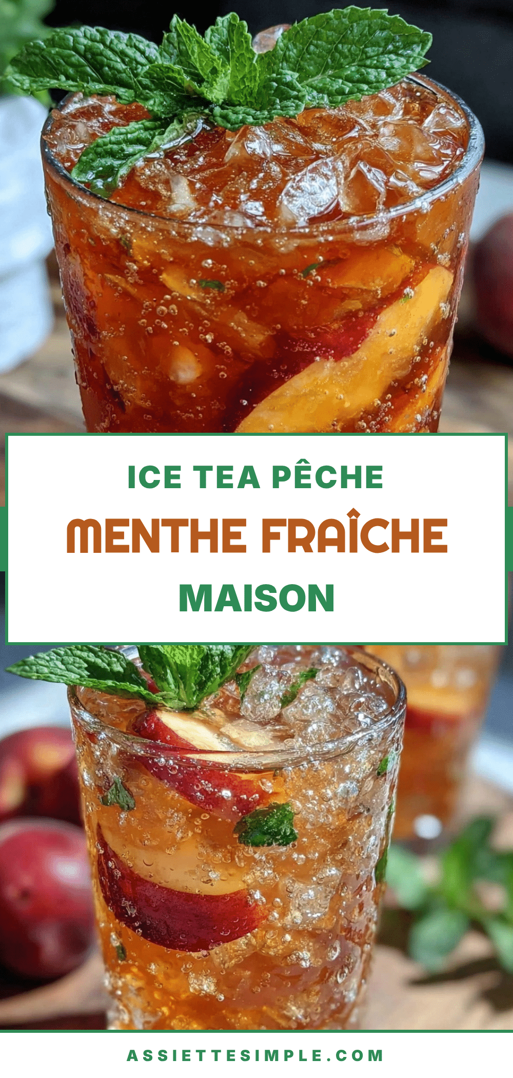 thé glacé maison à la pêche et menthe fraîche sans sucre recipe
