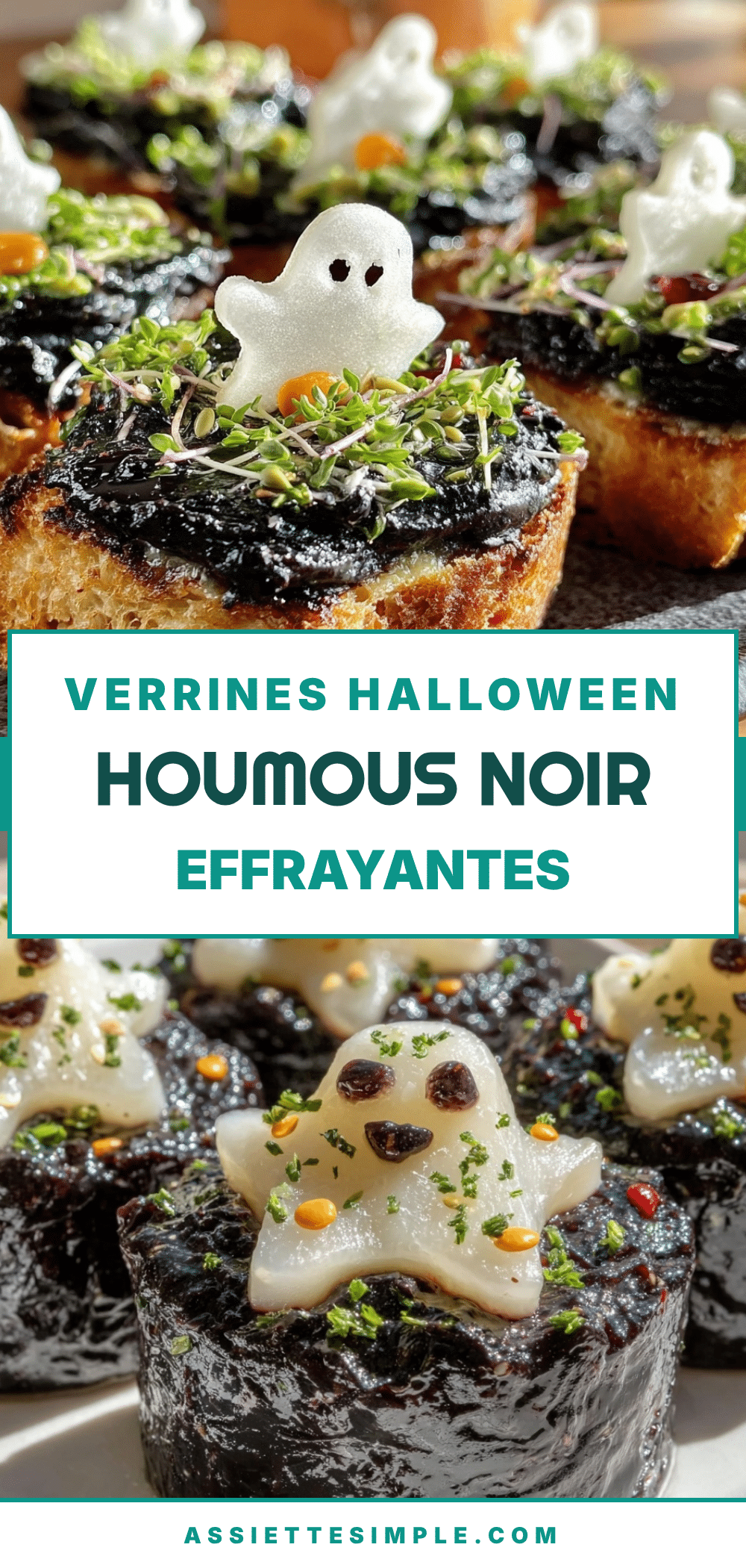verrines Halloween au houmous noir recipe