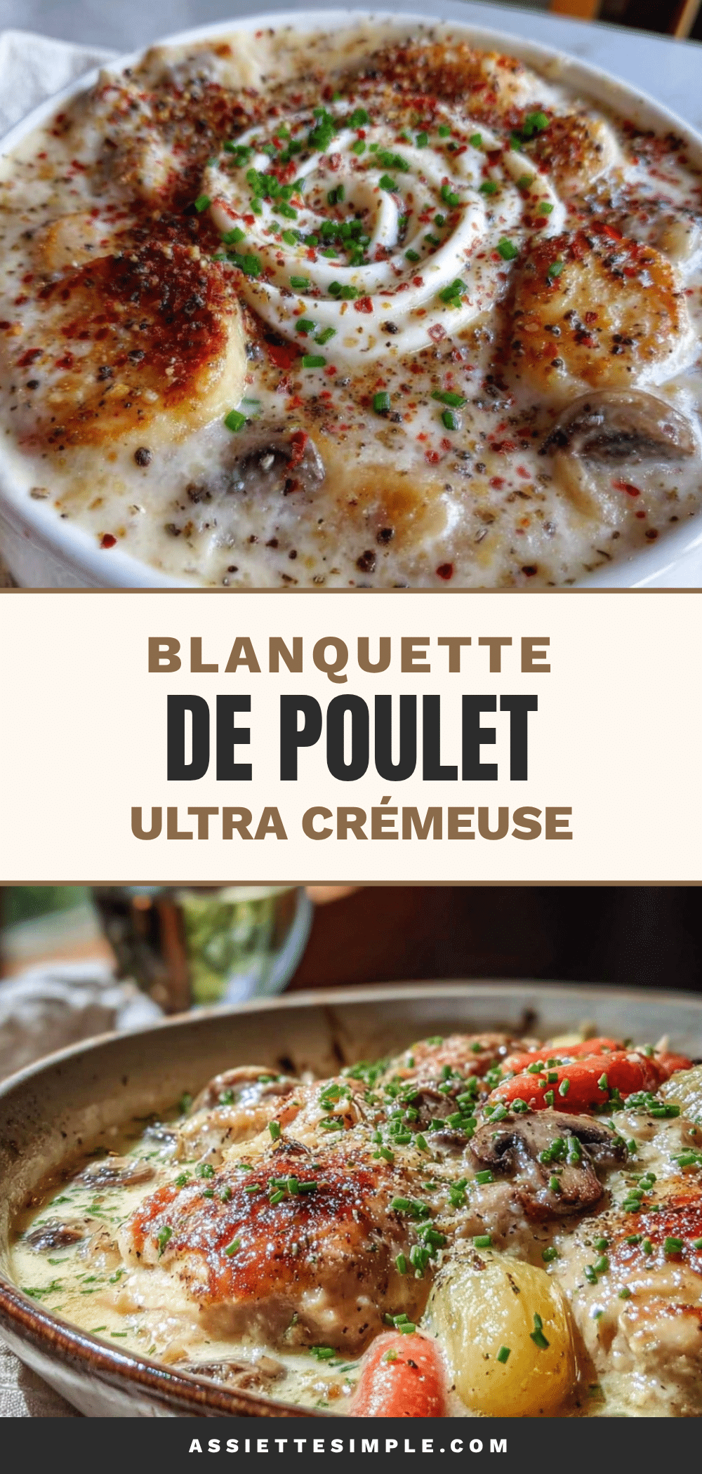 blanquette de poulet ultra crémeuse aux champignons recipe