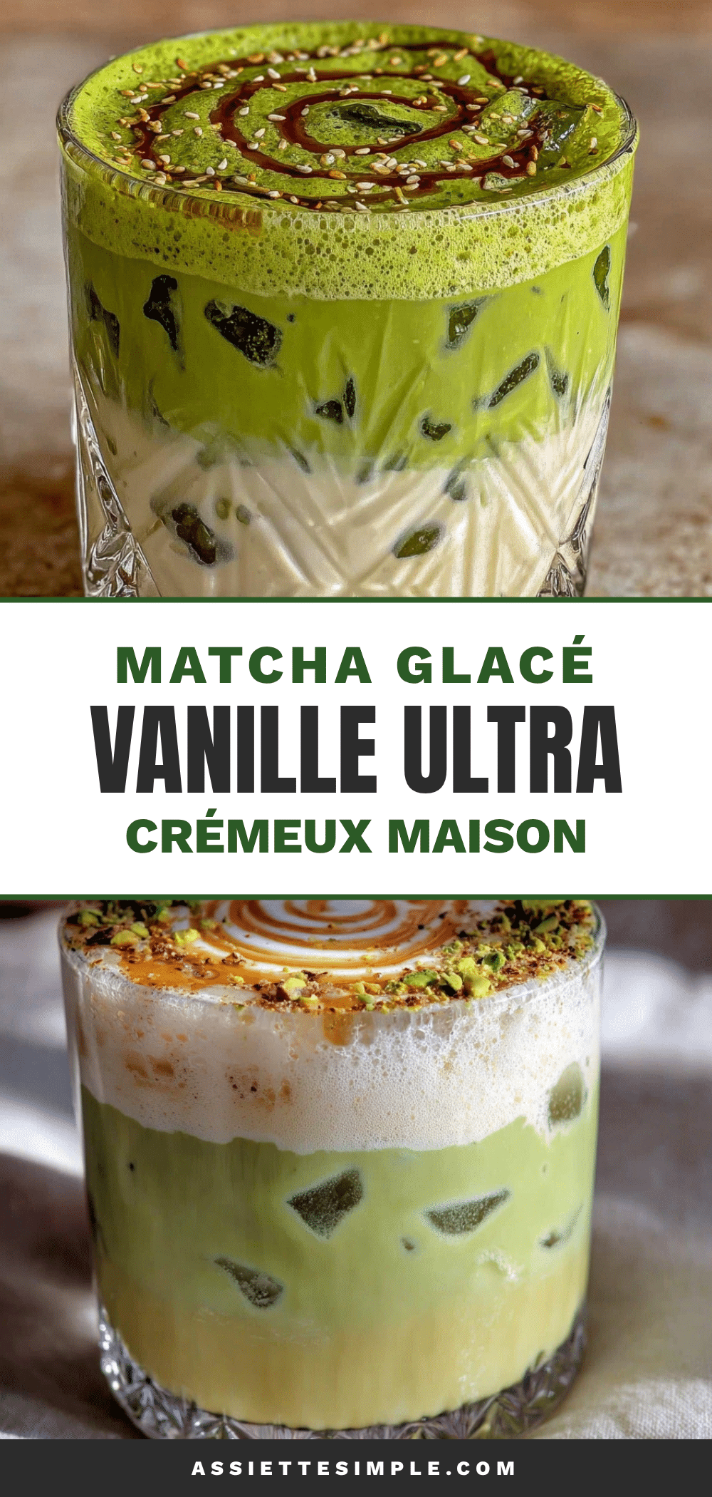 crémeux latte matcha glacé vanille maison recipe