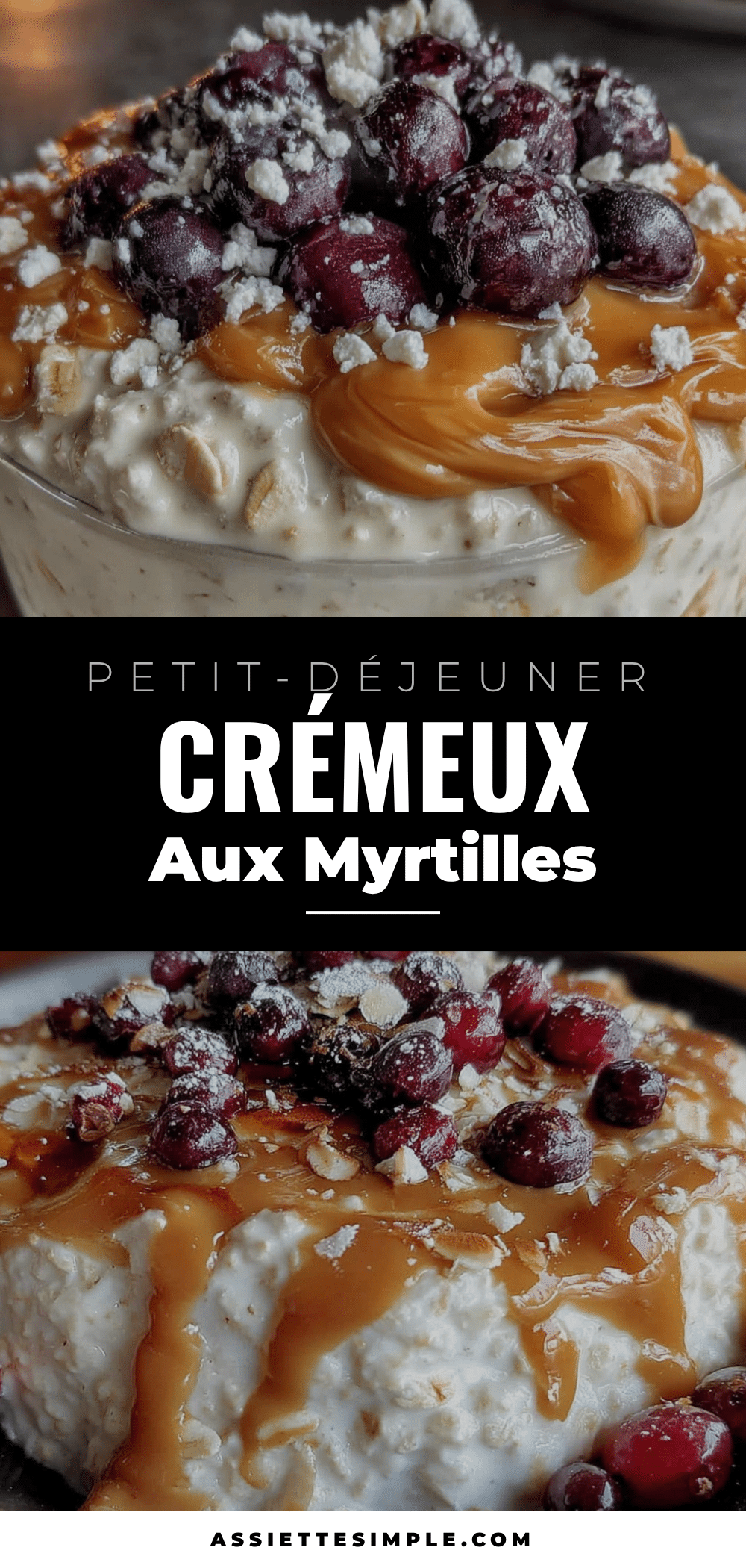 Crémeux overnight oats myrtilles beurre de cacahuète recipe