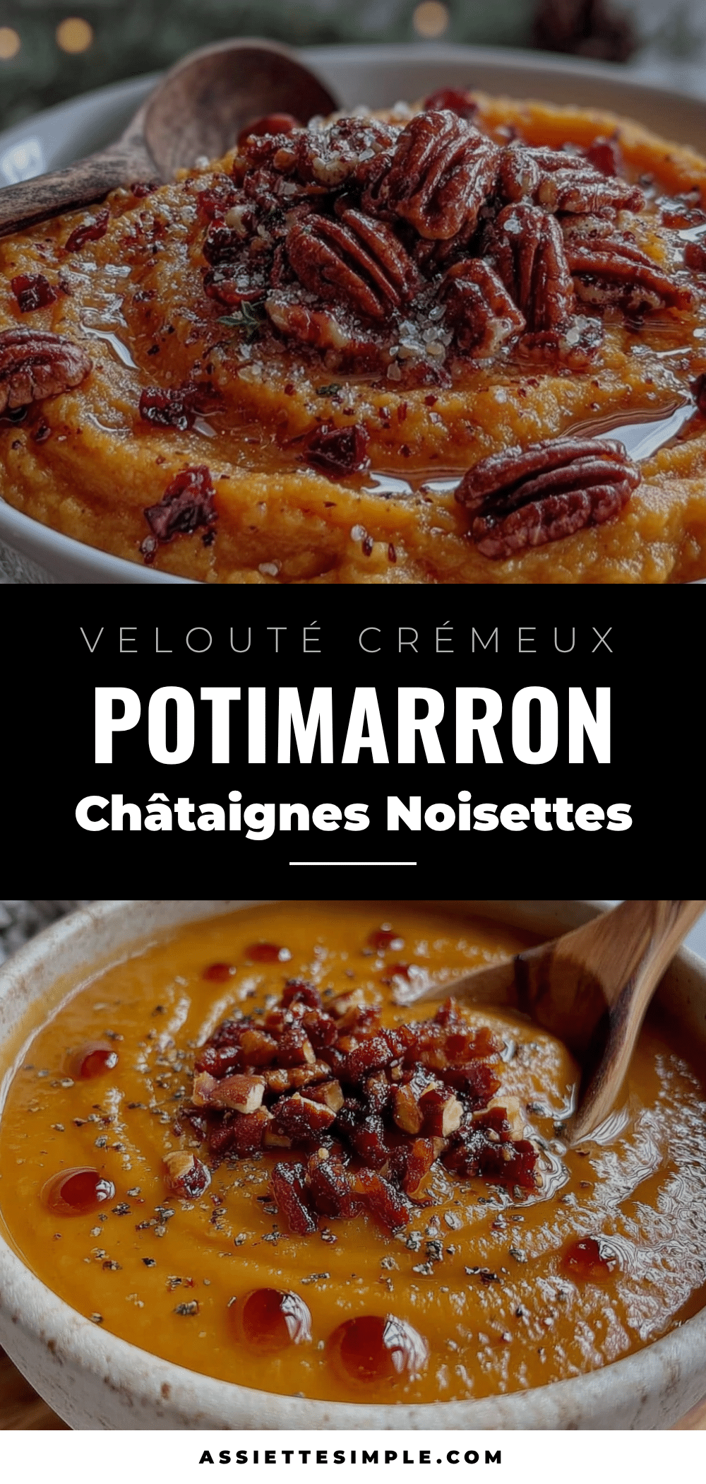 velouté potimarron châtaignes noisettes recipe