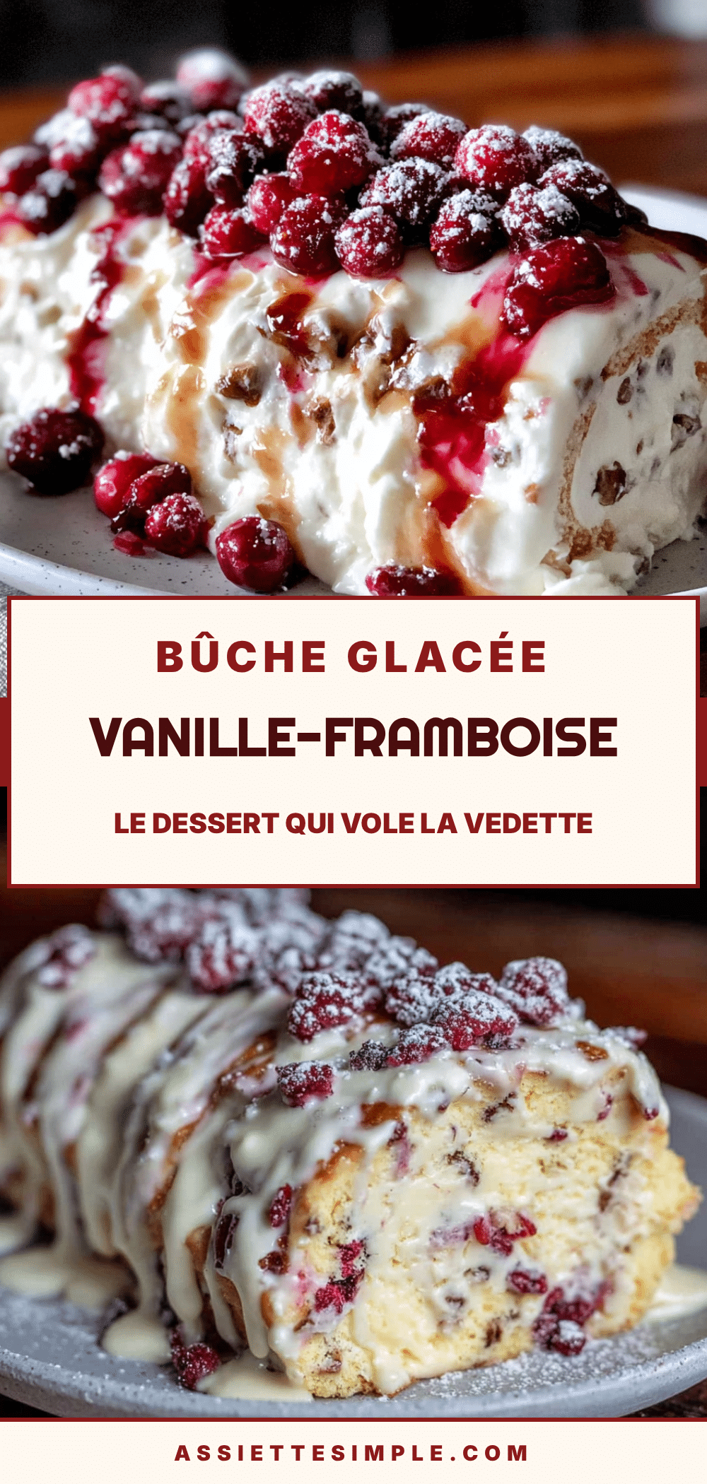 bûche glacée vanille-framboise recipe