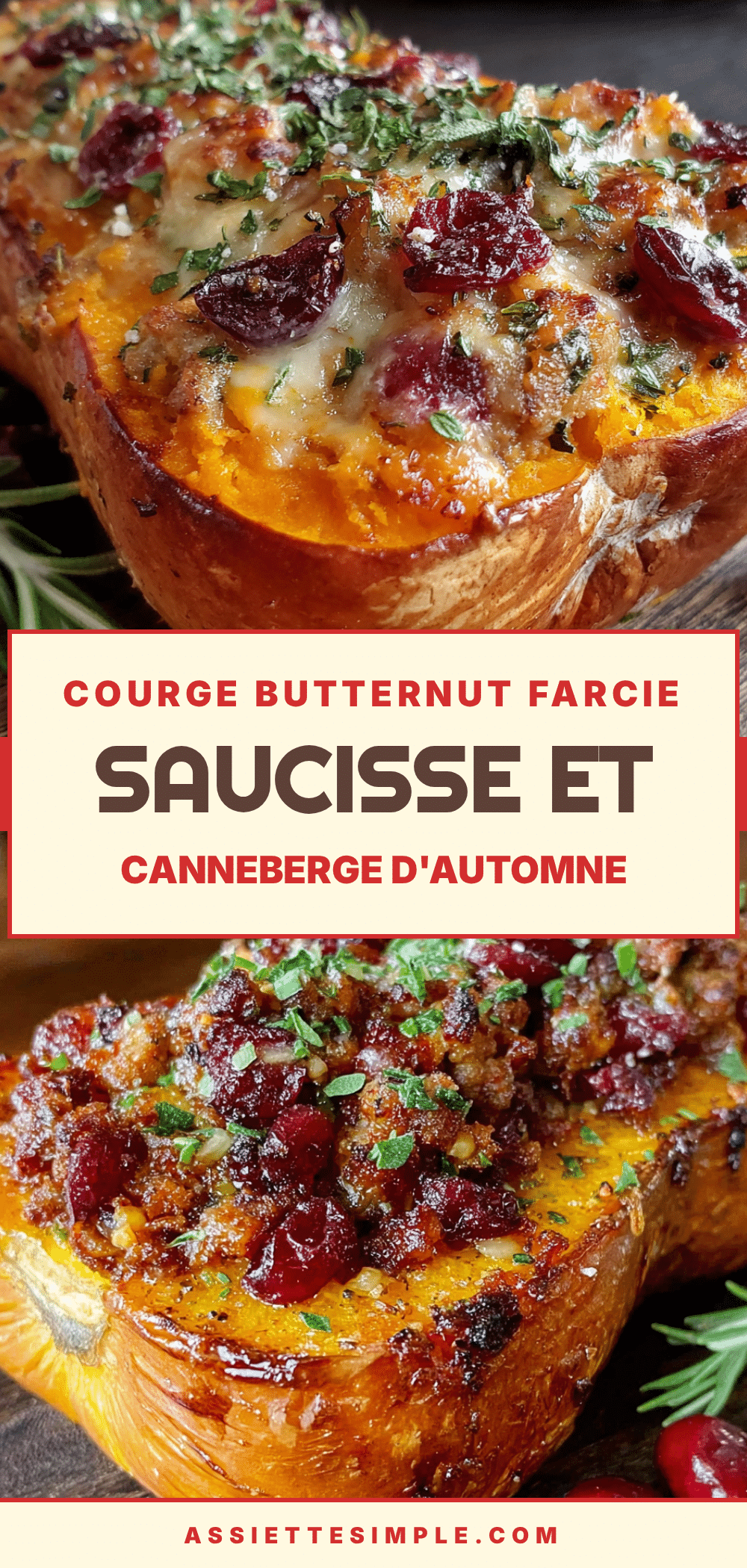 courge butternut farcie saucisse et canneberge recipe