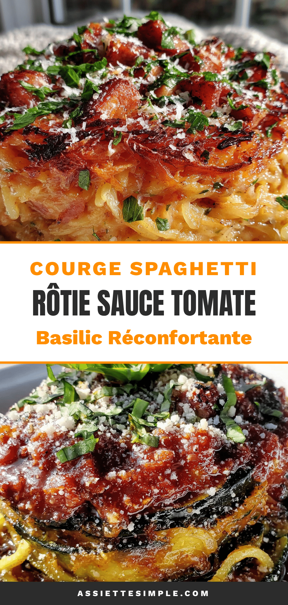 courge spaghetti rôtie sauce tomate basilic recipe