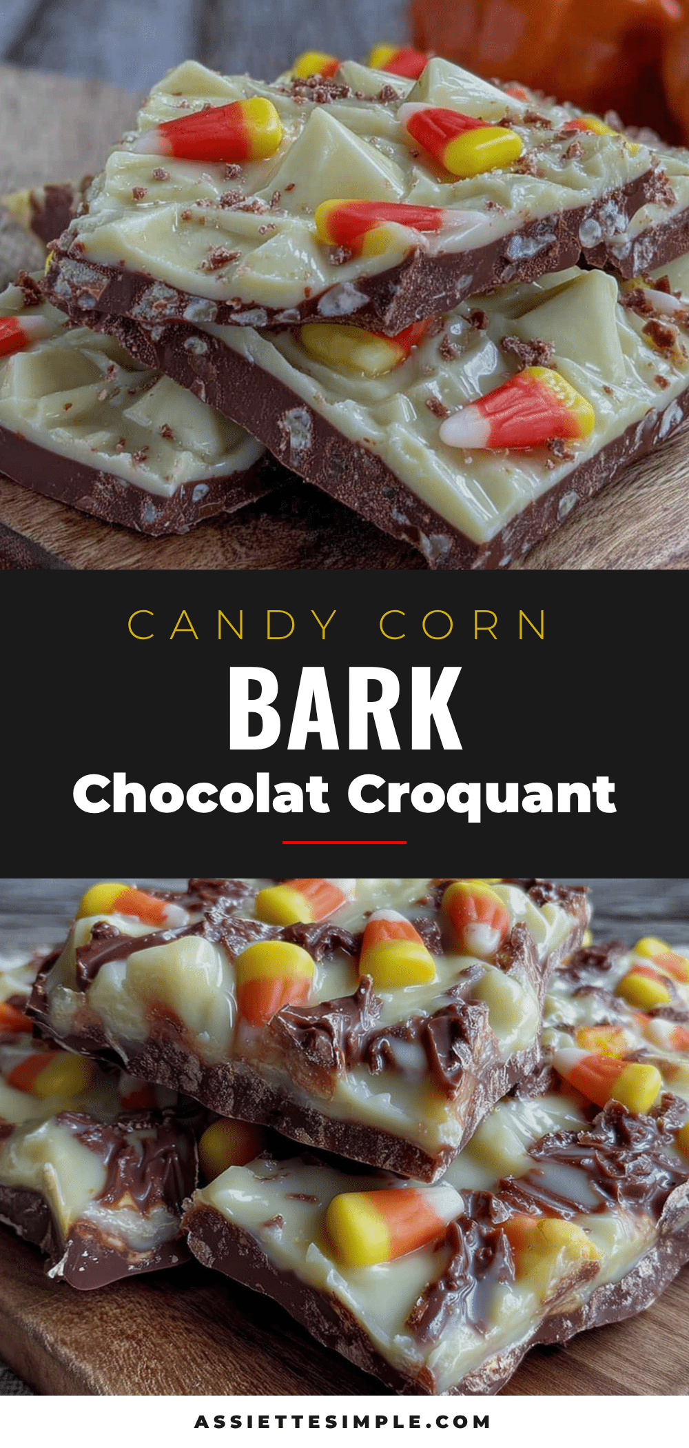 Croquant Candy Corn Bark recipe