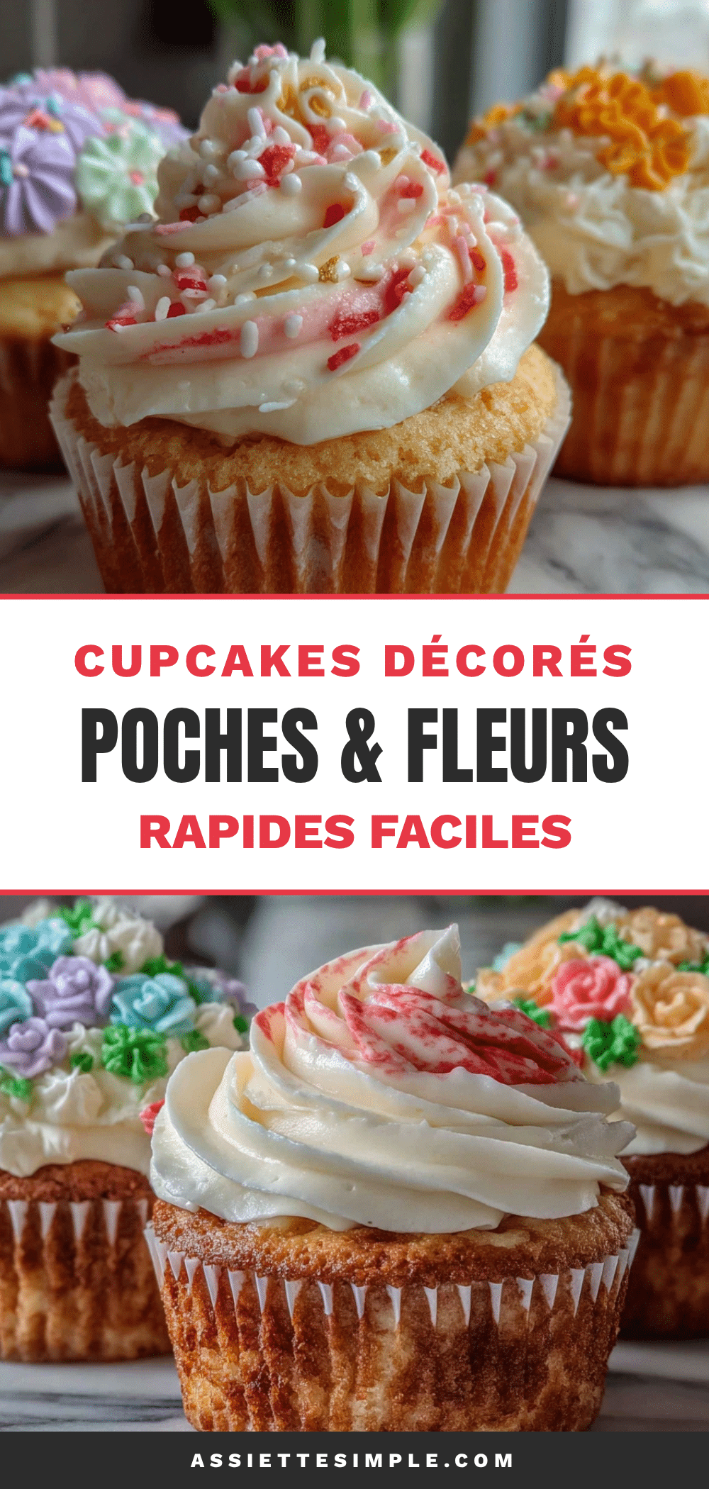 cupcake décoré à la poche à douille recipe