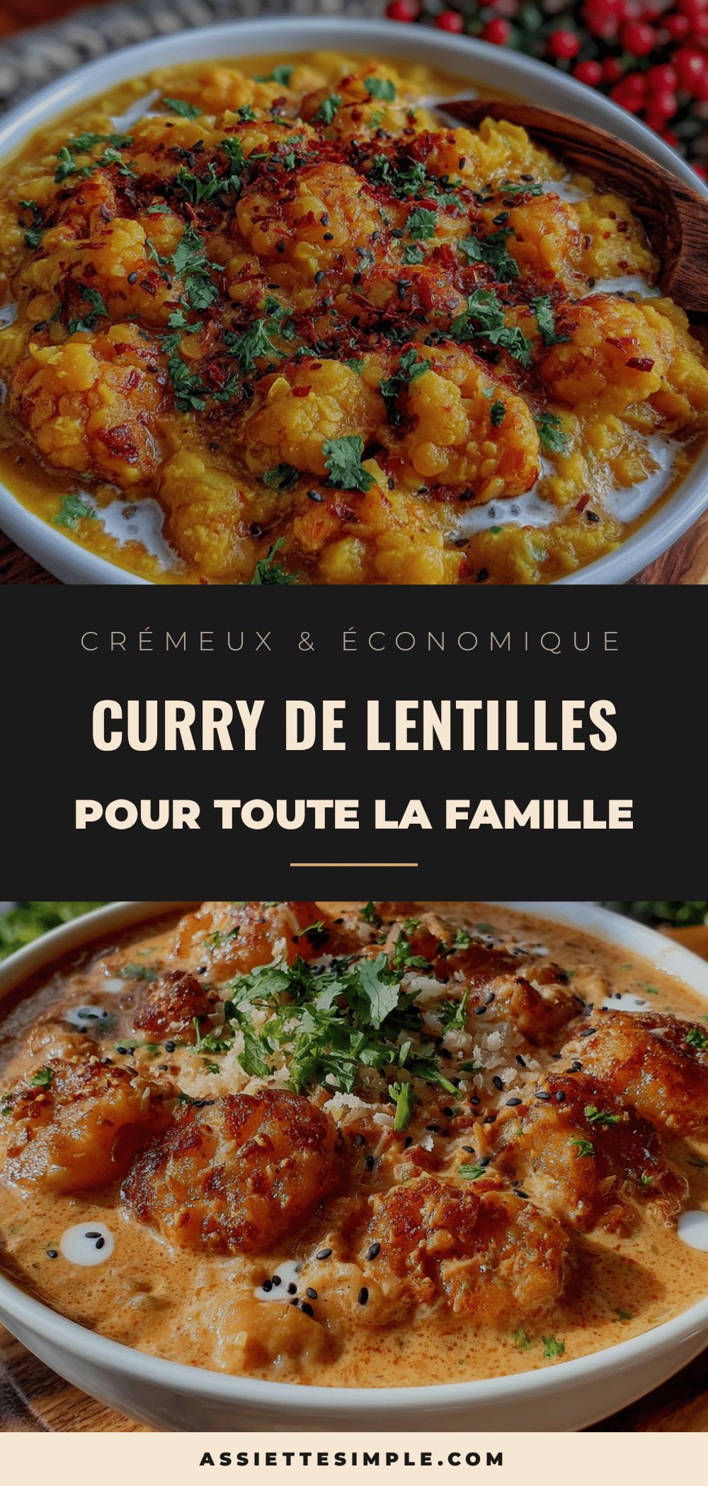 Curry de lentilles corail crémeux recipe