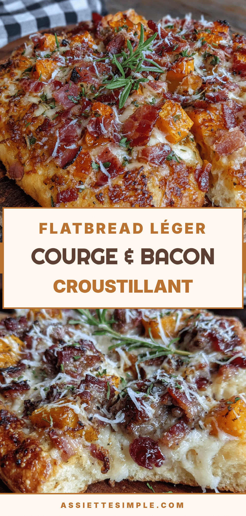 flatbread léger à la courge rôtie et bacon croustillant recipe