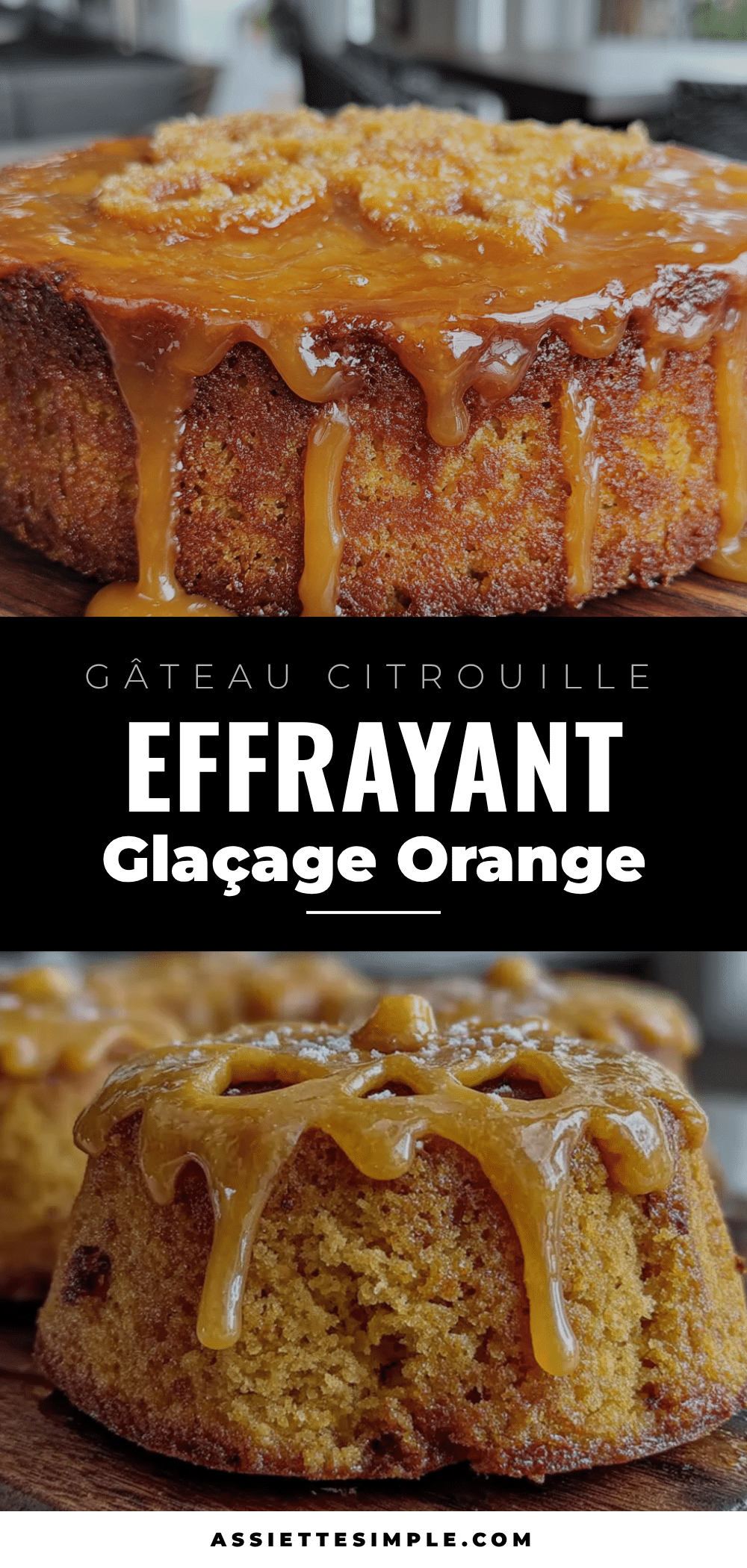 gâteau citrouille effrayant facile au glaçage orange recipe
