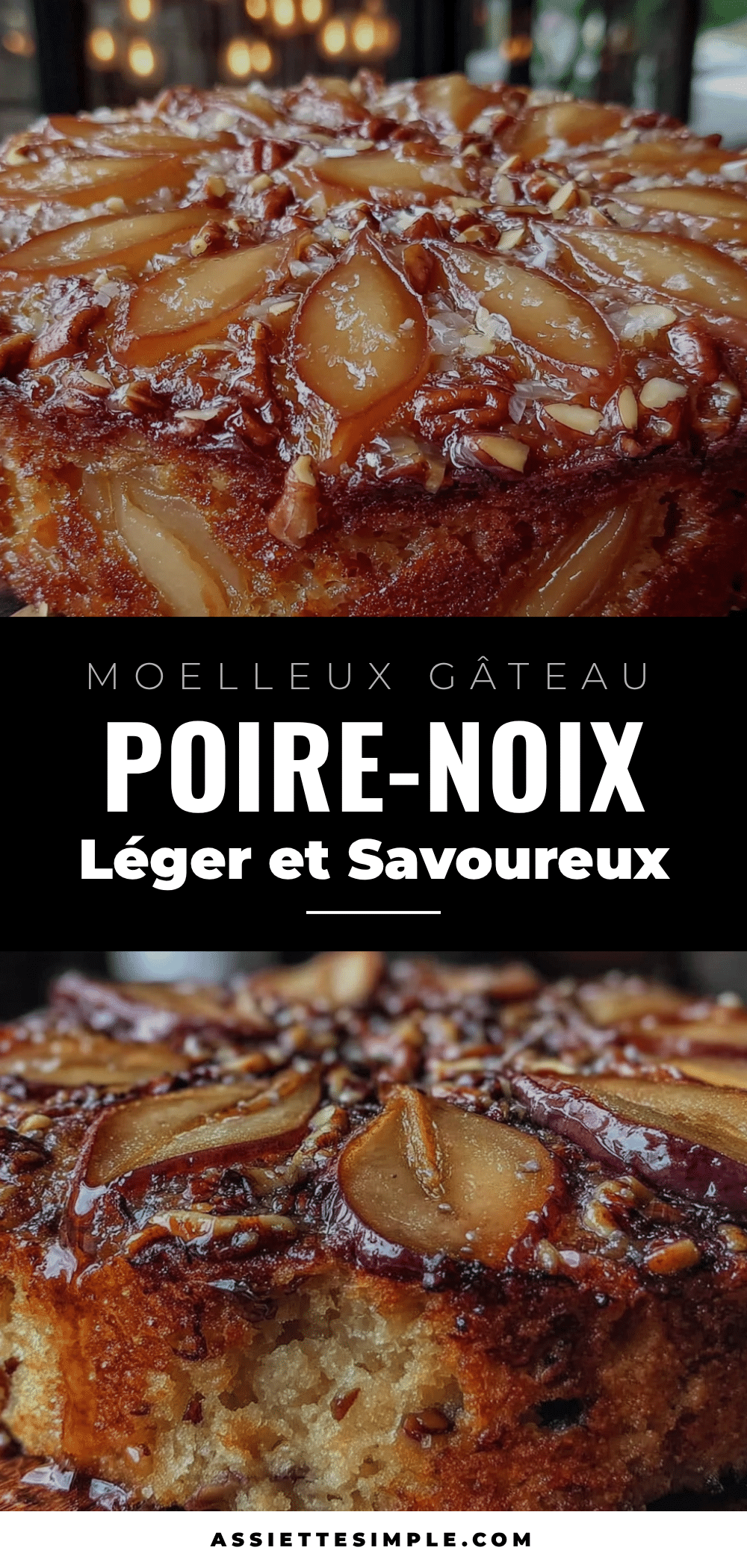 gâteau poire-noix léger recipe