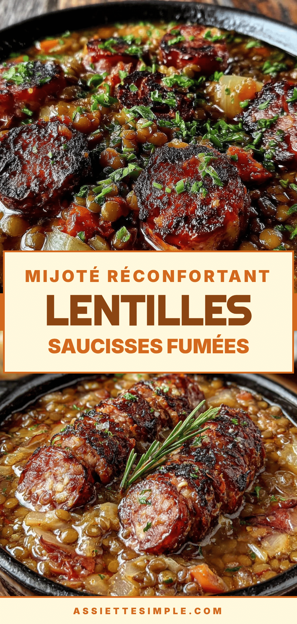 mijoté de lentilles et saucisses fumées recipe