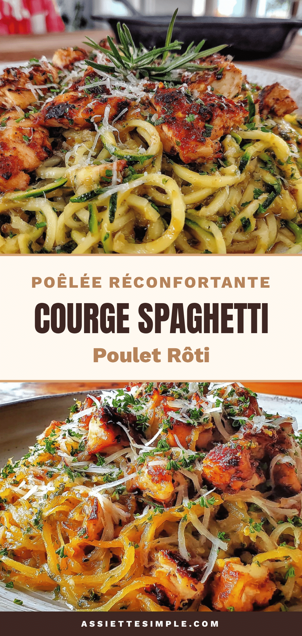 poêlée réconfortante courge spaghetti poulet recipe