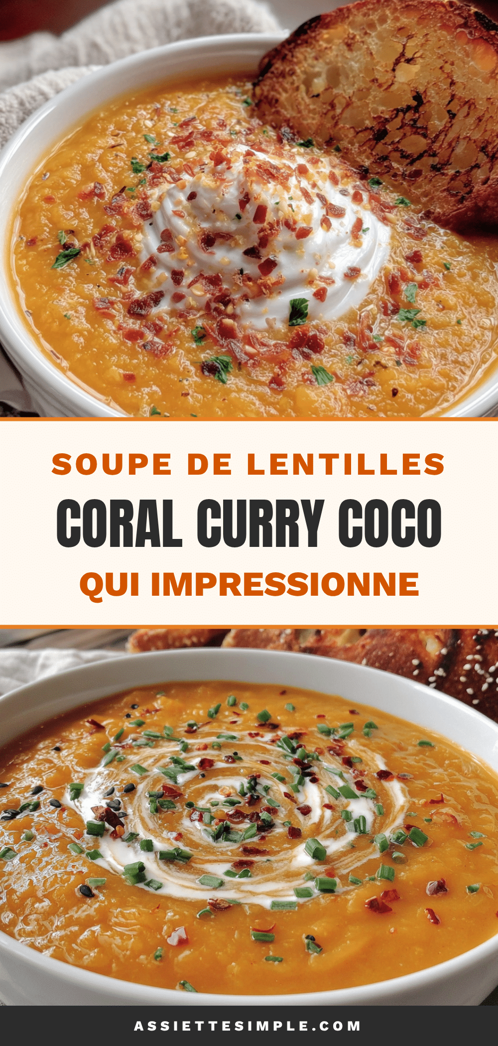 Recette facile de soupe de lentilles corail au curry coco recipe
