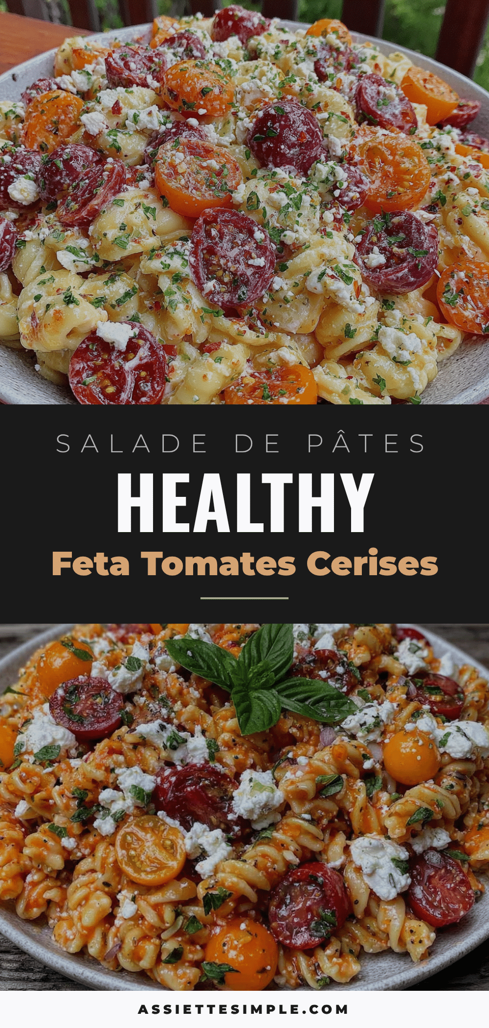 Salade de pâtes healthy feta tomates cerises recipe