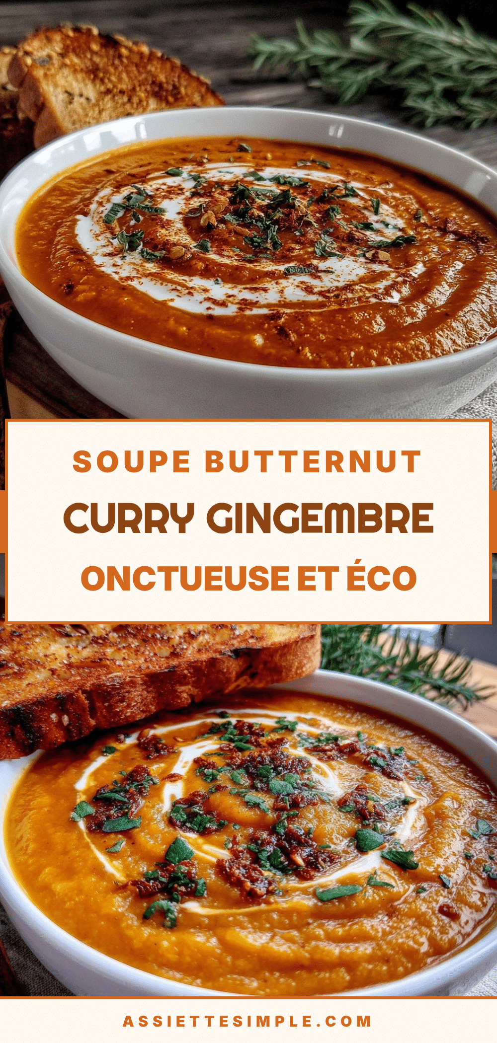 Soupe butternut curry gingembre recipe