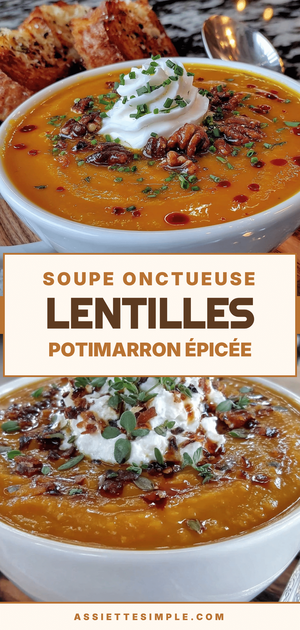 Soupe lentilles corail potimarron recipe