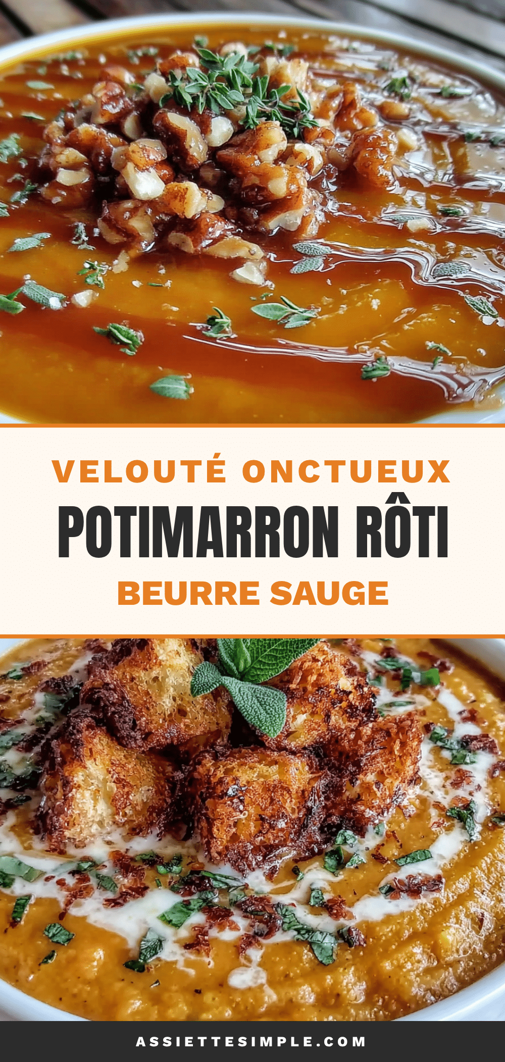 velouté potimarron rôti beurre sauge recipe